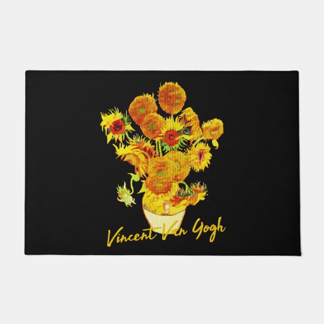 Weave pattern of Sunflowers by  Van Gogh Door Mat (Front)