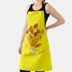 Weave pattern of Sunflowers by Vincent van Gogh Apron