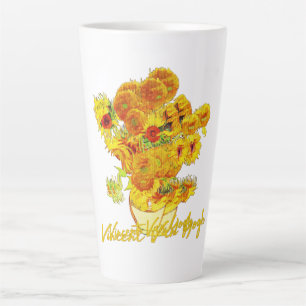 Weave pattern of Sunflowers by Vincent van Gogh Latte Mug