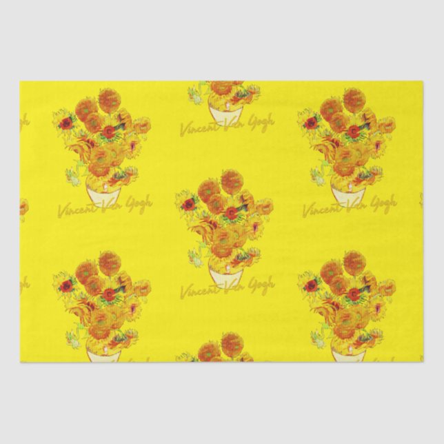 Weave pattern of Sunflowers by Vincent van Gogh Tissue Paper (Front)