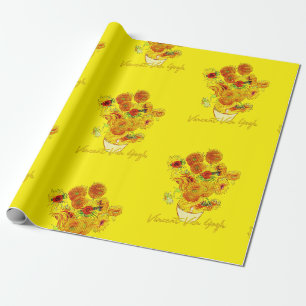 Weave pattern of Sunflowers by Vincent van Gogh Wr Wrapping Paper
