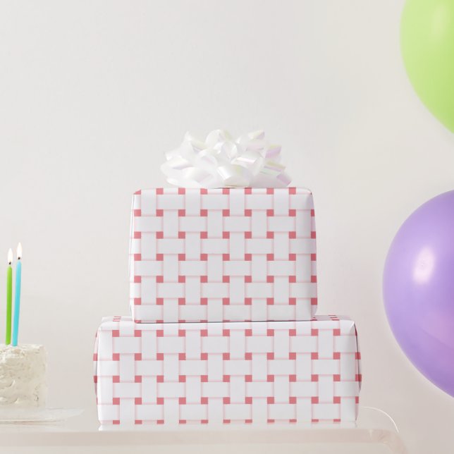 Weave Pattern on Rose Pink, Customisable Wrapping Paper (Party Gifts)