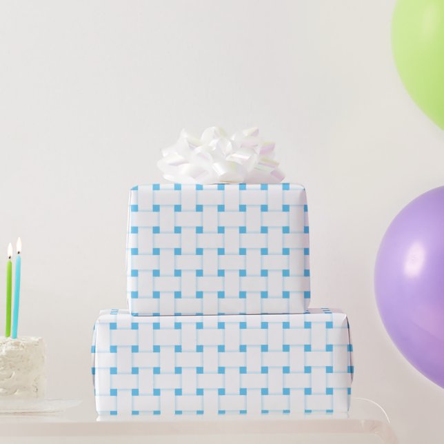 Weave Pattern on Sky Blue, Customisable Wrapping Paper (Party Gifts)