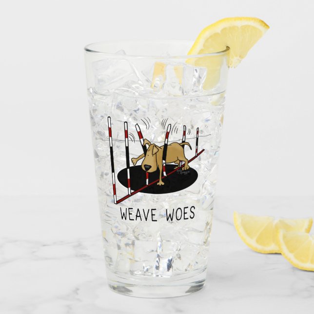 Weave Woes - agility funny stuck dog oops Glass (Back Ice)