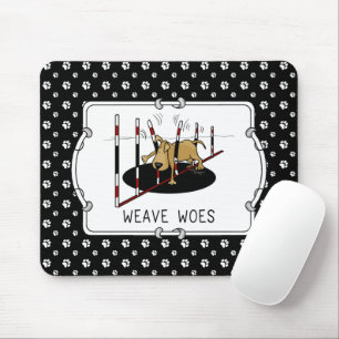 Weave Woes - agility funny stuck dog oops Mouse Pad