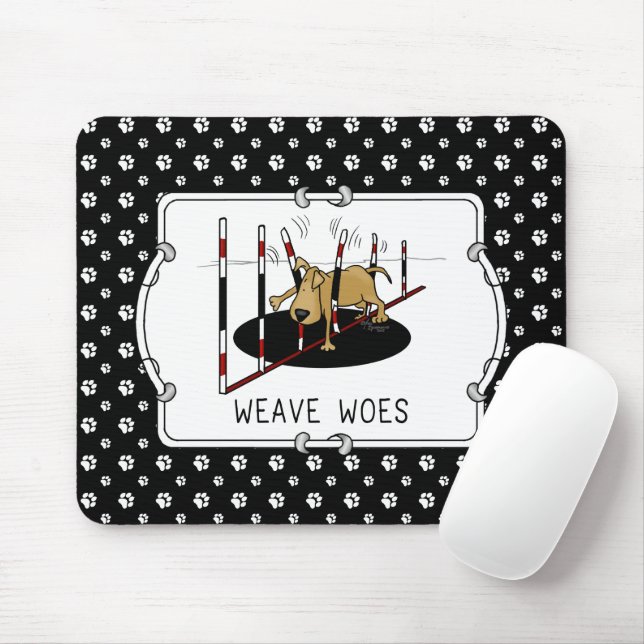 Weave Woes - agility funny stuck dog oops Mouse Pad (With Mouse)