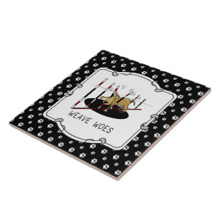 Weave Woes - funny dog agility Ceramic Tile