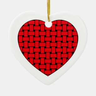 Weaved Red Heart Ceramic Ornament