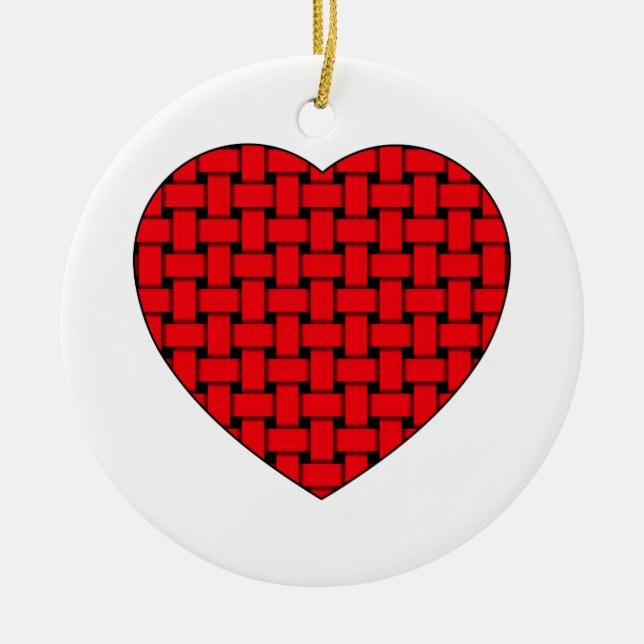 Weaved Red Heart Ceramic Tree Decoration (Front)