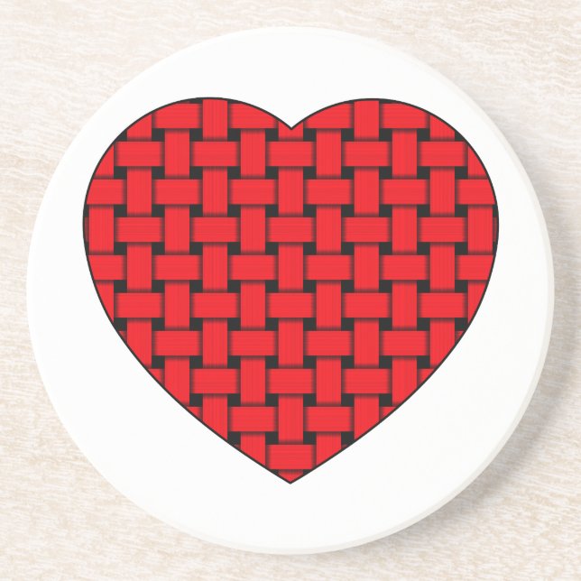 Weaved Red Heart Coaster (Front)