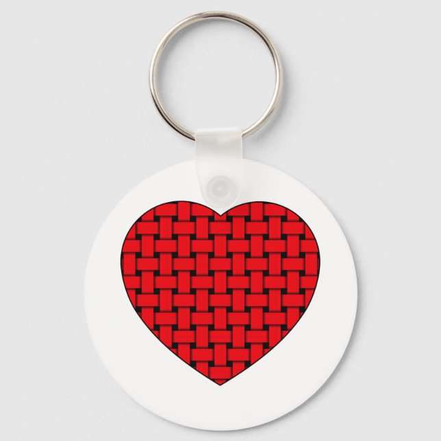Weaved Red Heart Key Ring (Front)