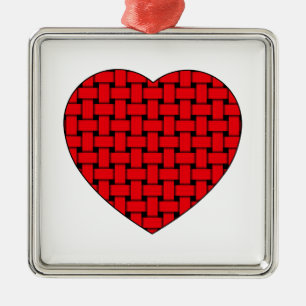 Weaved Red Heart Metal Tree Decoration