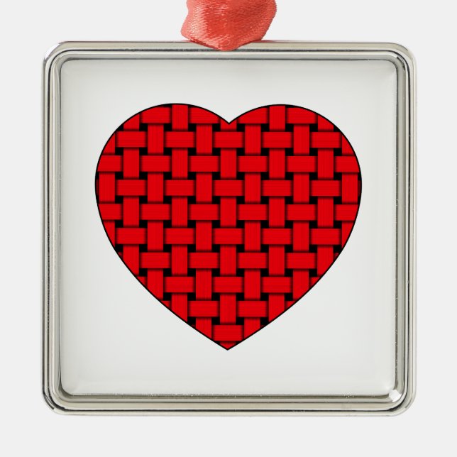 Weaved Red Heart Metal Tree Decoration (Front)