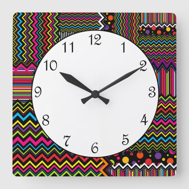 Weaved Zig Zag Stripe Dot Square Wall Clock (Front)