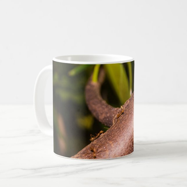 Weaver Ants on a Wood Coffee Mug (Front Left)