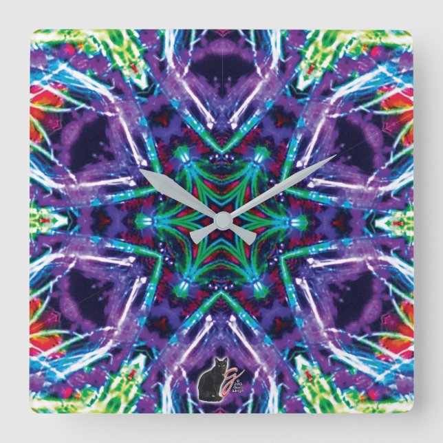 Weaver Kaleidoscope Square Wall Clock (Front)