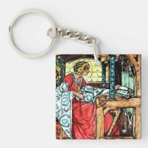 Weaving woman   key ring