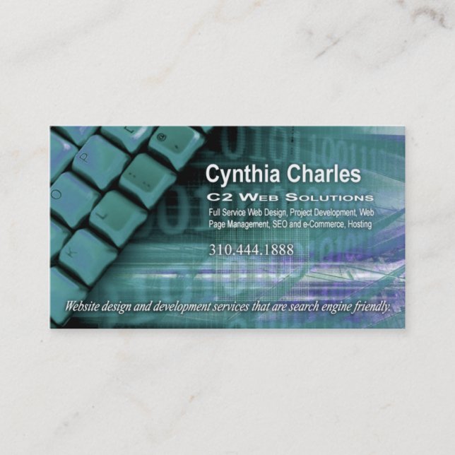 Web Design-1 Business Card template (aqua) (Front)