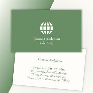 Web Design Minimalist Modern Green and White Business Card