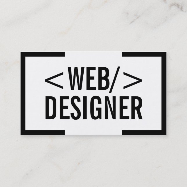 Web Design Plain Bold Black Border Elegant Business Card (Front)