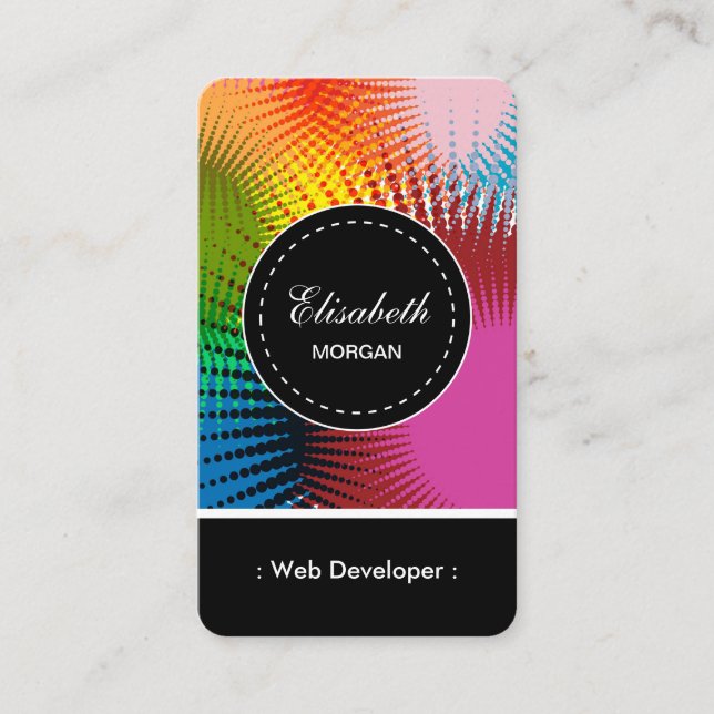 Web Developer- Colourful Abstract Pattern Business Card (Front)