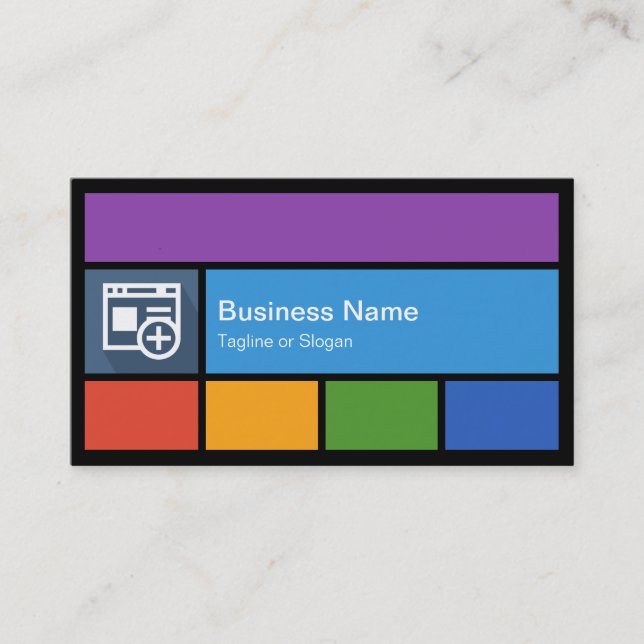Web Developer - Colourful Tiles Creative Business Card (Front)