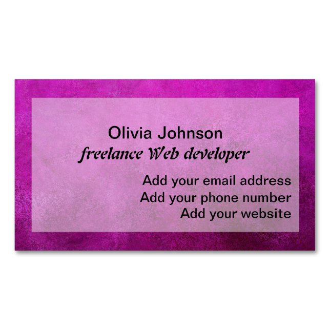 Web Developer Freelance Digital Nomad Purple Magnetic Business Card (Front)