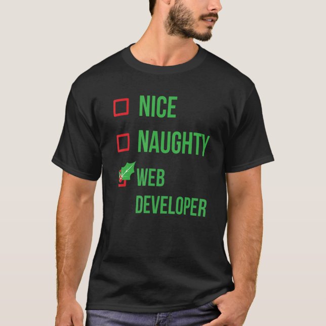 Web Developer Funny Pajama Christmas T-Shirt (Front)