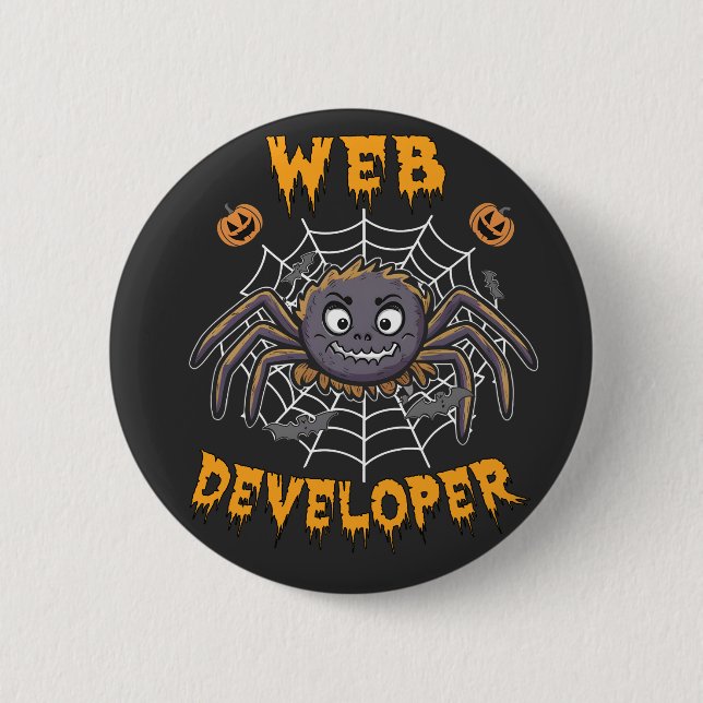 Web Developer Funny Spooky Halloween Spider 6 Cm Round Badge (Front)