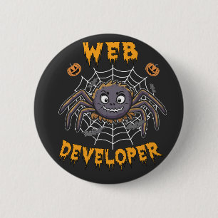 Web Developer Funny Spooky Halloween Spider 6 Cm Round Badge