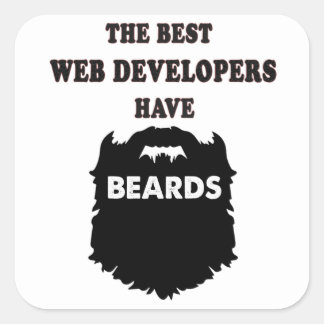 web developer has beards, gift for him men father square sticker