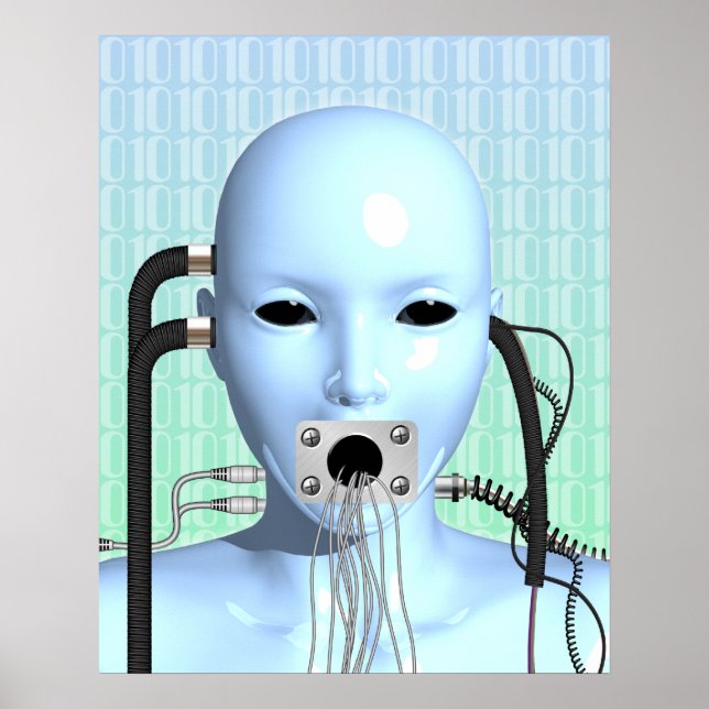 Web Head Modern Techno Industrial Surreal Art Poster (Front)