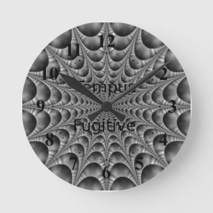 Web in Black and White Round Clock