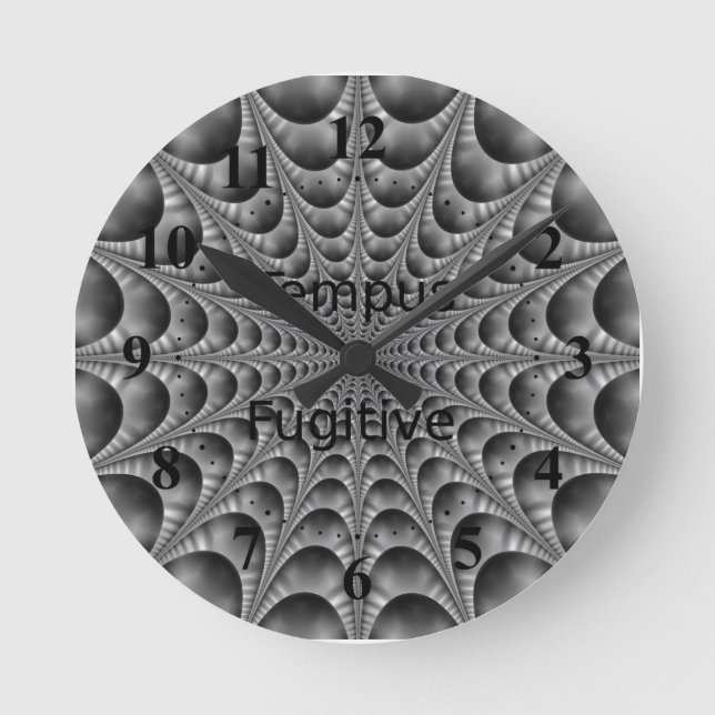 Web in Black and White Round Clock (Front)