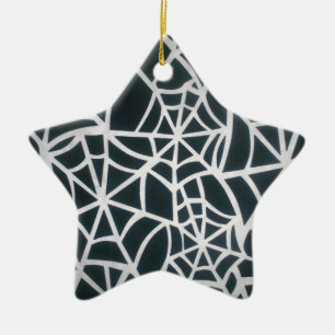 Web of Mystery: Delicate Trap - White Spider Web Ceramic Ornament