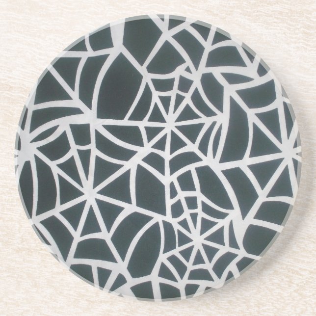Web of Mystery: Delicate Trap - White Spider Web Coaster (Front)
