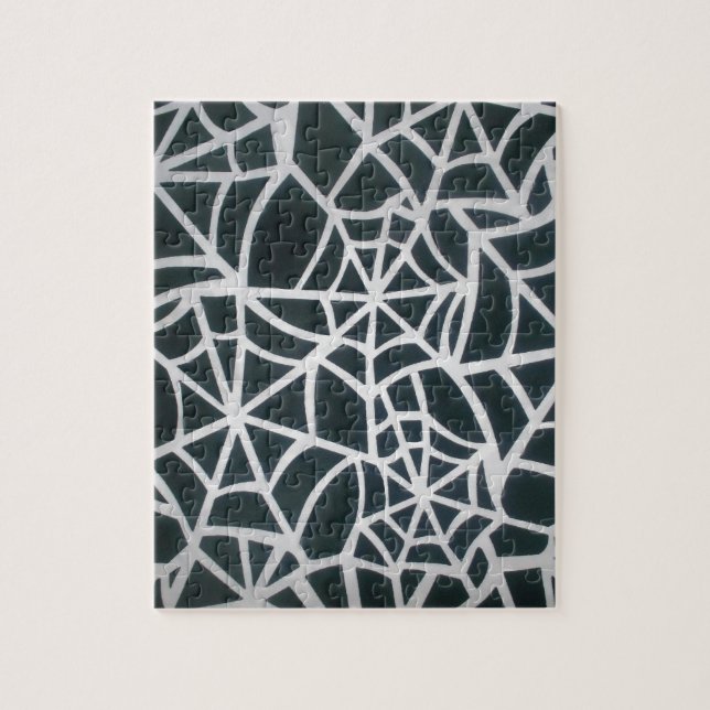 Web of Mystery: Delicate Trap - White Spider Web Jigsaw Puzzle (Vertical)