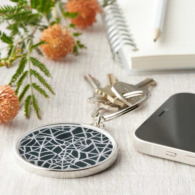 Web of Mystery: Delicate Trap - White Spider Web Key Ring (Side)