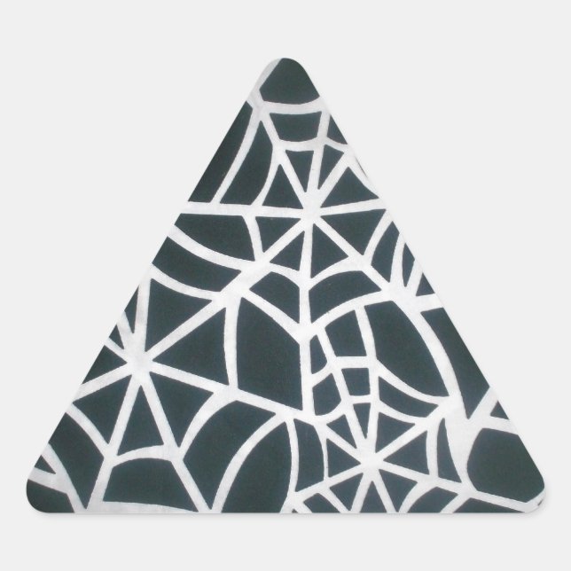 Web of Mystery: Delicate Trap - White Spider Web Triangle Sticker (Front)