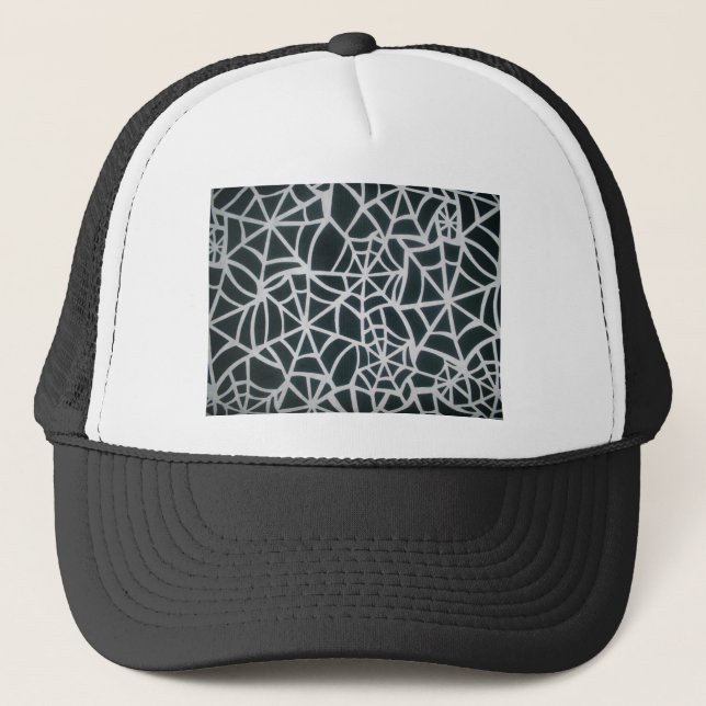 Web of Mystery: Delicate Trap - White Spider Web Trucker Hat (Front)