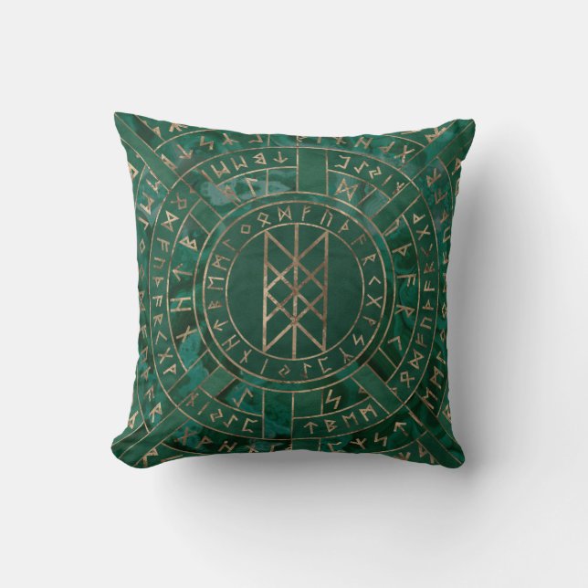 Web of Wyrd - Malachite, Leather and Gold Cushion (Front)