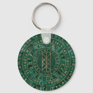 Web of Wyrd - Malachite, Leather and Gold Key Ring