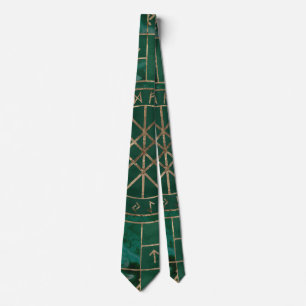 Web of Wyrd - Malachite, Leather and Gold Tie
