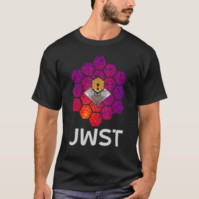 WEBB Space Telescope with Abstract Purple Red Mirr T-Shirt (Front)