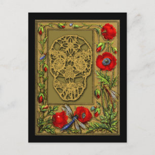 Webbed Skull Day of the Dead Halloween Gothic Postcard