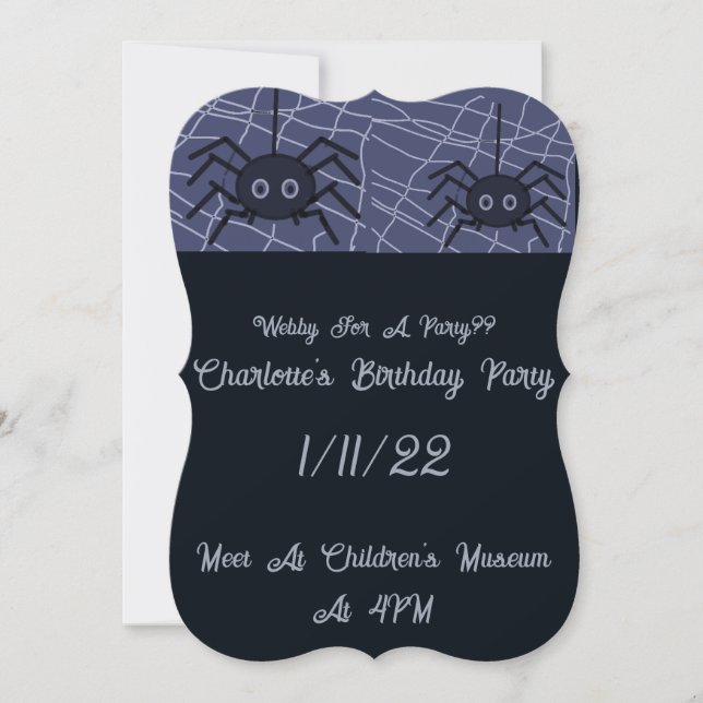 Webby For A Party Invitation (Front)