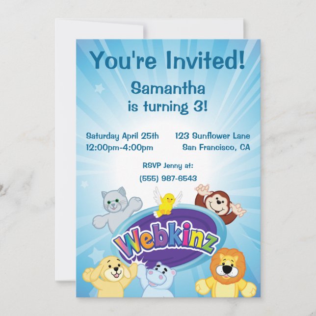 Webkinz: Come In and Play Invitation (Front)