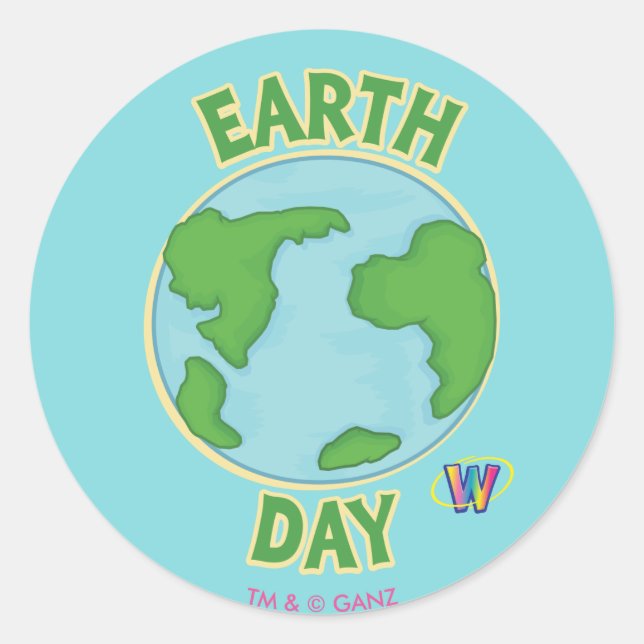 Webkinz Earth Day Classic Round Sticker (Front)