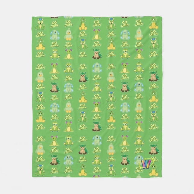Webkinz Go Green Pattern Fleece Blanket (Front)