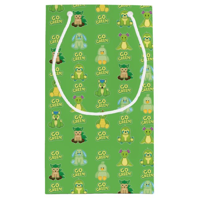 Webkinz Go Green Pattern Small Gift Bag (Back)